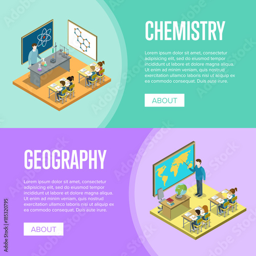 Fotografia Geography and chemistry lessons at school