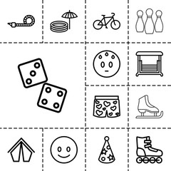 Wall Mural - Fun icons. set of 13 editable outline fun icons