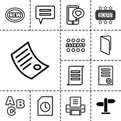 Poster - Text icons. set of 13 editable outline text icons