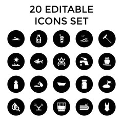 Canvas Print - Water icons. set of 20 editable filled water icons