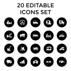 Sticker - Truck icons. set of 20 editable filled truck icons