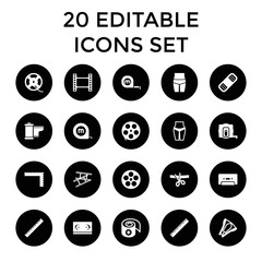 Poster - Tape icons. set of 20 editable filled tape icons