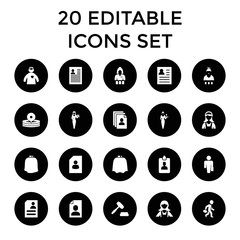 Canvas Print - Occupation icons. set of 20 editable filled occupation icons