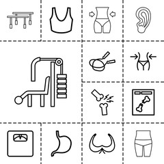 Wall Mural - Body icons. set of 13 editable outline body icons
