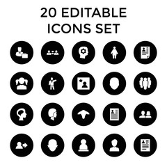 Canvas Print - Profile icons. set of 20 editable filled profile icons