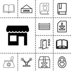 Sticker - Open icons. set of 13 editable outline open icons