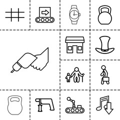 Sticker - Grey icons. set of 13 editable outline grey icons