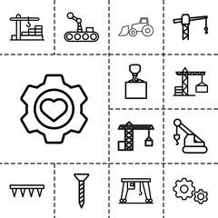 Wall Mural - Machinery icons. set of 13 editable outline machinery icons