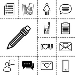 Poster - Message icons. set of 13 editable outline message icons