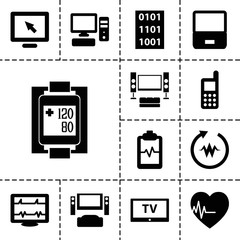 Poster - Monitor icons. set of 13 editable filled monitor icons