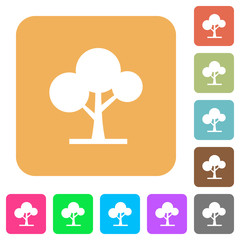 Sticker - Leafy tree rounded square flat icons