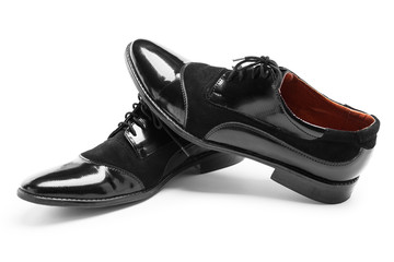 the black men's shoes isolated on a white background