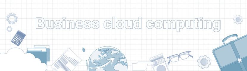 Poster - Business Cloud Computing Word On Squared Background Horizontal Banner Data Storage Concept Vector Illustration
