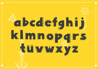 Aufkleber - Vector alphabet decorated with thorns based on desert motifs.  Display lowercase font on a yellow background.