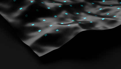 Poster - Abstract 3d rendering of smooth surface with ripples, cloth with waves, modern background design for poster, cover, branding, banner, placard