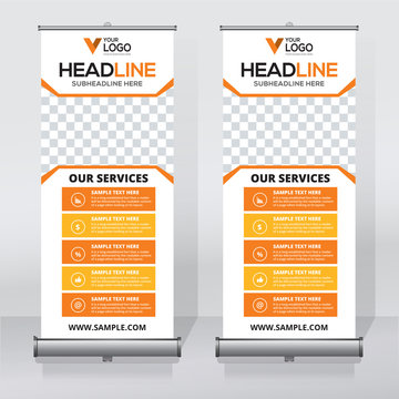Roll up sale banner design template, abstract background, pull up design, modern x-banner, rectangle size.