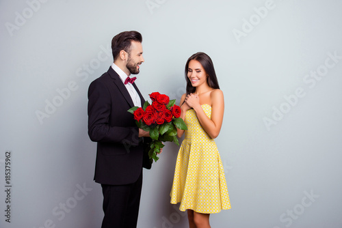 yellow dress with red roses