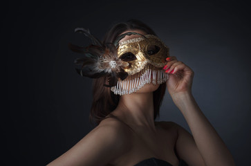 Beautiful  woman with carnival mask.