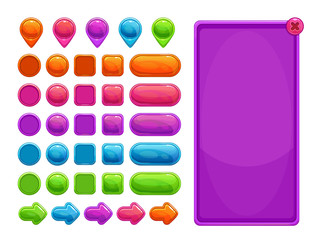 Cute colorful abstract assets for game or web design.