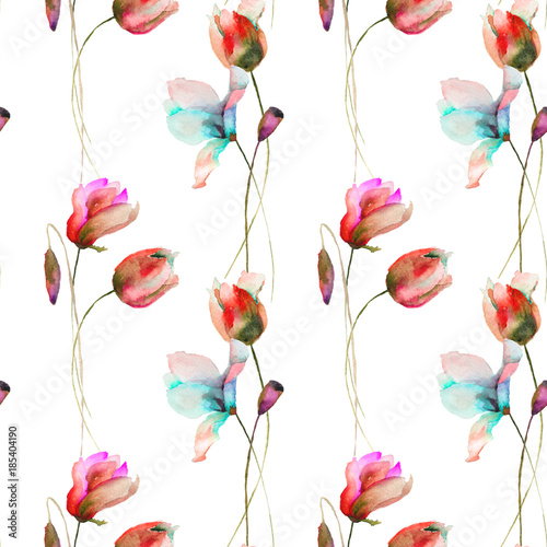 Seamless pattern with Original flowers