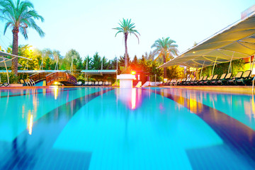 Canvas Print - View of swimming pool at resort