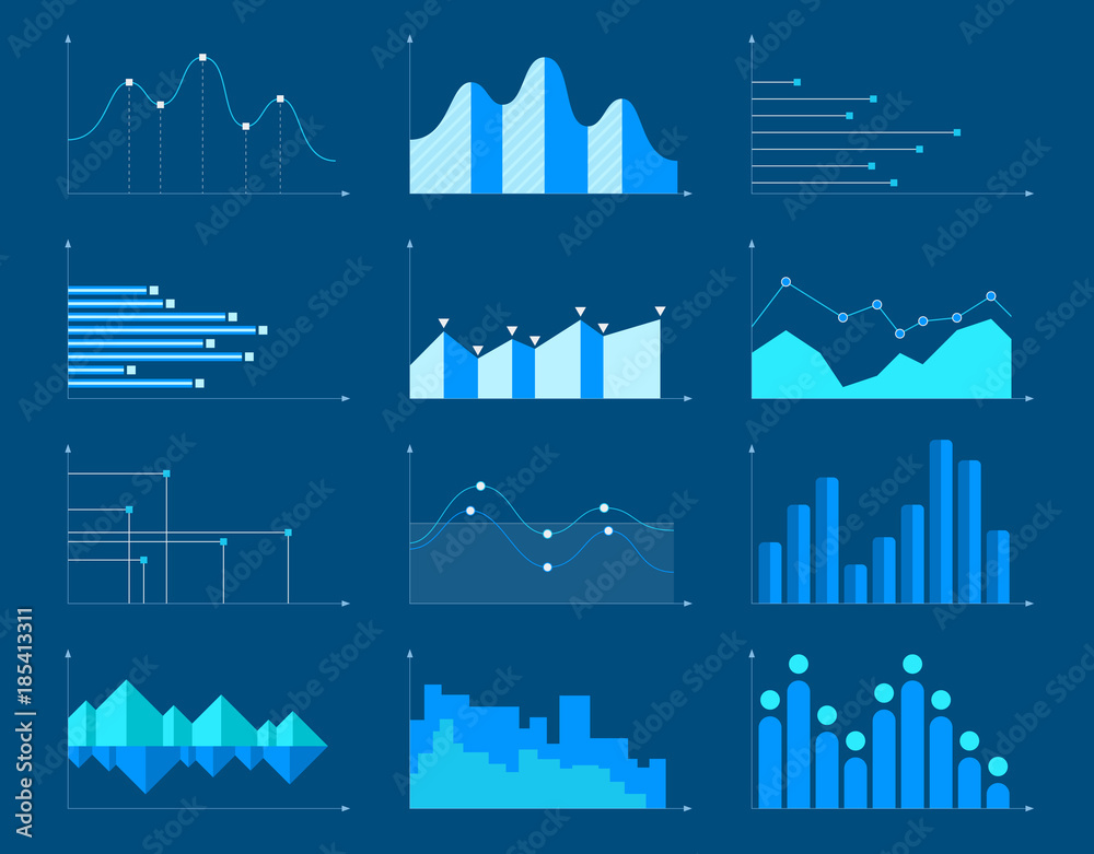 Business charts and graphs infographic elements vector illustration ...