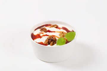 Sticker - yogurt with walnuts and chocolate topping