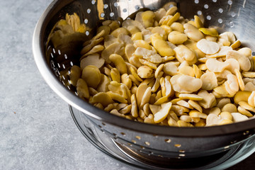 Dried Broad Beans in Metal Colander