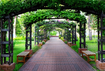 Canvas Print - Beautiful floral archway in park