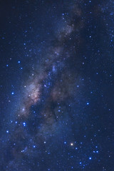 Wall Mural - milky way galaxy with stars and space dust in the universe, long exposure photograph, with grain.