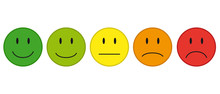 Color Faces For Feedback Or Mood - 5 Vector Icons