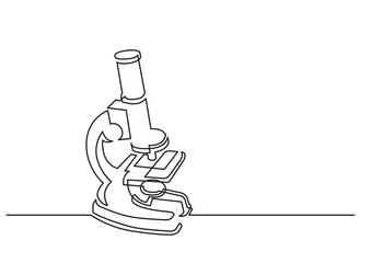 Poster - one line drawing of isolated vector object - scientific microscope