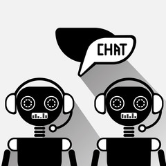 Poster - chatbot service icon concept black chat bot or chatterbot online support technology vector illustrat