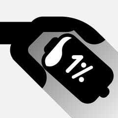 Poster - Robot Hand Holding Battery With Low Level Of Charge Icon Vector Illustration