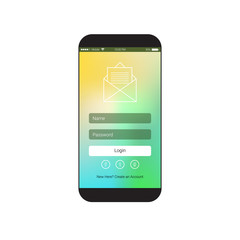 Poster - web user interface with login sign in form on cell smart phone screen flat vector illustration