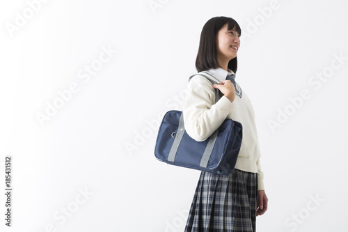 スクールバッグを持つ女子高生 Stock Photo Adobe Stock