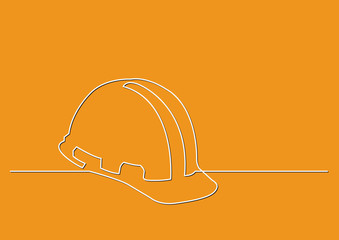 Sticker - one line drawing of isolated vector object - hard hat