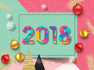 Happy New Year 2018 and Merry Christmas Background, Carte de voeux - New year greeting card. 2018 Happy New Year Background for your Seasonal Flyers and Greetings Card.