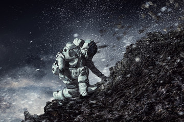 Wall Mural - astronaut starting to run. mixed media