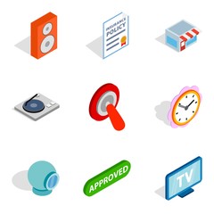 Poster - Getting information icons set, isometric style