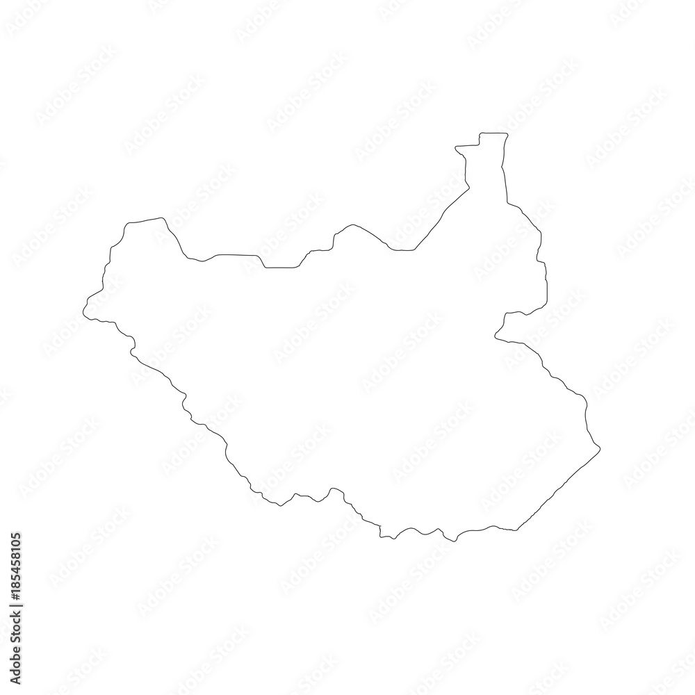 Vector map South Sudan. Isolated vector Illustration. Black on White ...