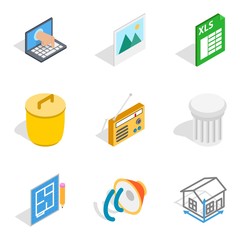 Poster - Technological house icons set, isometric style