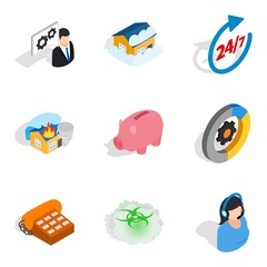Poster - Awareness icons set, isometric style