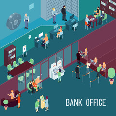 Poster - Bank Office Isometric Illustration