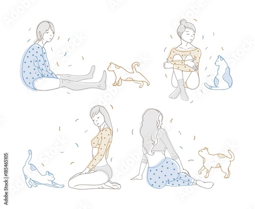 wallpapers Cute Sitting Poses For Drawing various poses and cats hand drawn