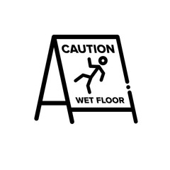 Wet floor sign vector icon