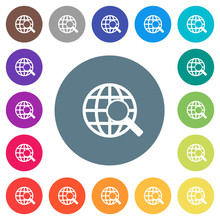 Web Search Flat White Icons On Round Color Backgrounds