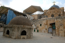 Coptic Chapel On Roof Of Holy Sepulcher Church In Jerusalem.