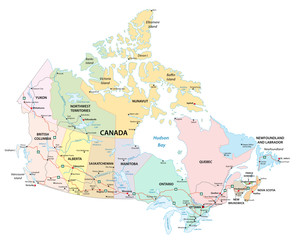 Canvas Print - canada administrative, political and road vector map