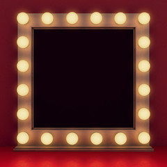 Wall Mural - Wooden retro make-up mirror on dressing table. 3D rendering